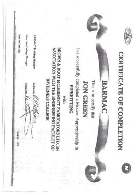 Apprenticeship Certificate