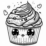 Cute Chocolate Chip Muffin Coloring Page Kawaii Style · Creative Fabrica sketch template