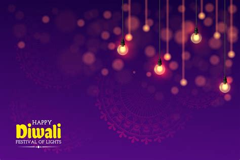 happy diwali festival of lights creative lights hanging bokeh background 12031132 Vector Art at ...