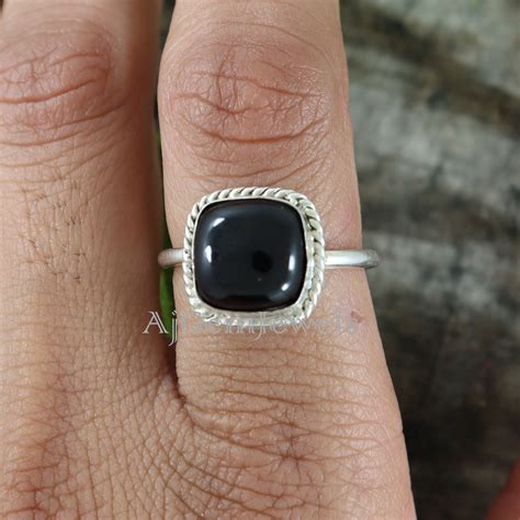 Genuine Black Onyx Ring Black Onyx Silver Ring Black Onyx | Etsy