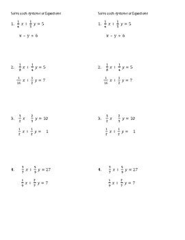 Solving Systems Of Equations By Substitution With Fractions Worksheet | TUTORE.ORG - Master of ...