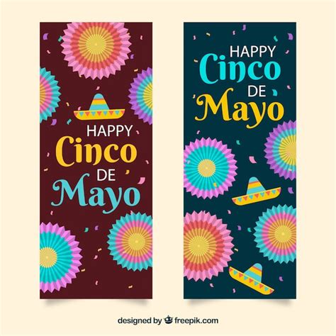 Free Vector | Set of cinco de mayo banners with traditional mexican ...