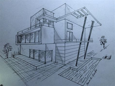 Dream House Simple Easy Mansion Drawing - Goimages-A