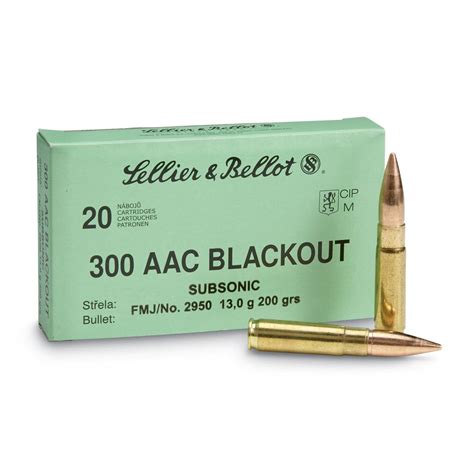 Sellier & Bellot, Subsonic .300 Blackout, FMJ, 200 Grain, 20 Rounds ...