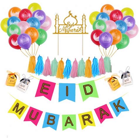 Eid Mubarak Decoration Set (Colourful) – Islamic Decorations