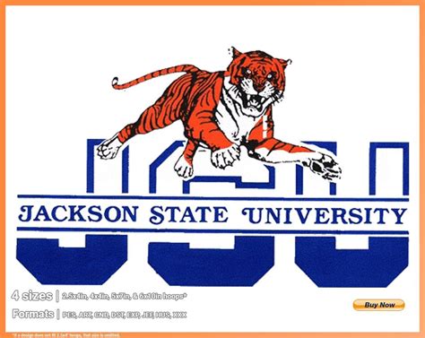 Jackson State Tigers - College Sports Embroidery Logo in 4 sizes ...