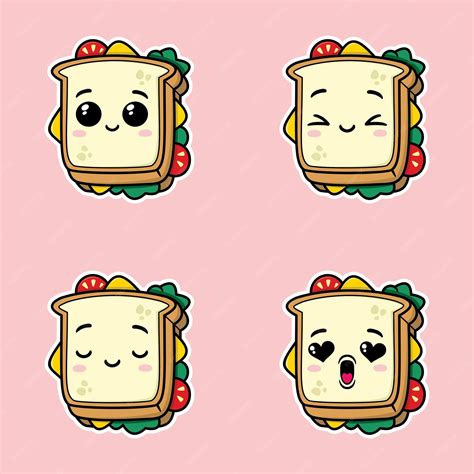 Premium Vector | Vector illustration of cute sandwich emoji