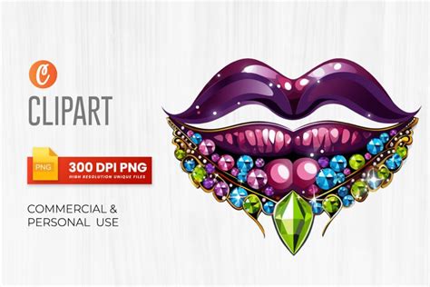 Watercolor Mardi Gras Lips Clipart PNG (3187024)