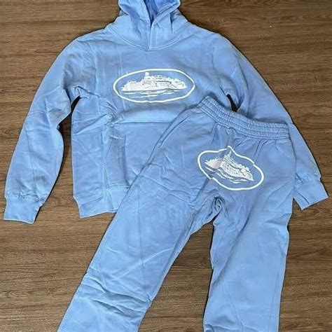 Baby blue Corteiz rtw tracksuit Size M fits... - Depop