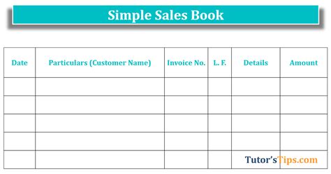 Sales Book - Subsidiary Books - Examples – Tutor's Tips