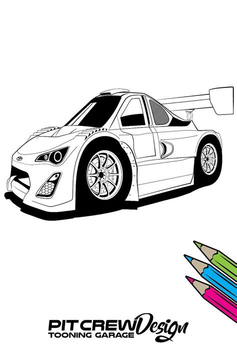 Cartoon Vector Illustration Colouring Page Toyota 86 Pike's Peak Hill climb racecar | Pikes peak ...