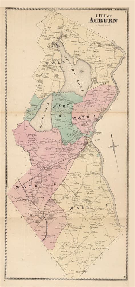 Auburn, Maine 1873 Old Town Map Print - Androscoggin Co. - OLD MAPS