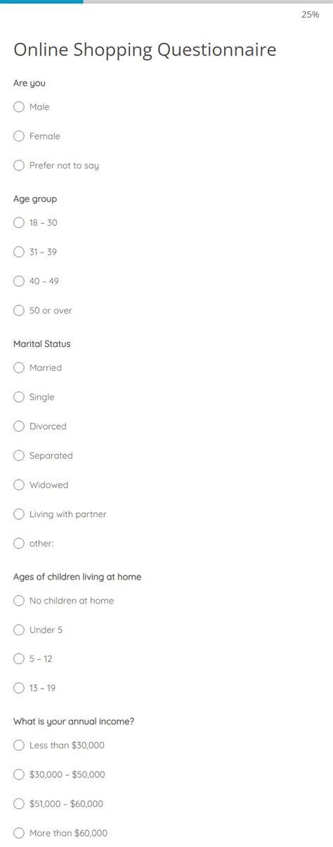 Online Shopping Questionnaire Template | 123FormBuilder