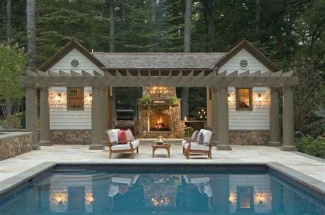 Pergola Louvered Roof #PergolaHammockStand | Pool house designs, Pool houses, Modern pool house