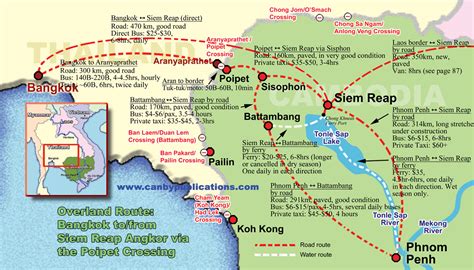 Map - Overland Travel: Bangkok - Siem Reap - Phnom Penh