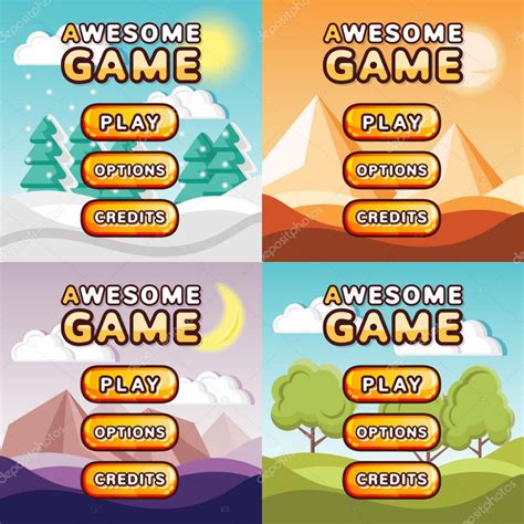 Game menu backgrounds | Main menu game interfaces kit ... | Game ...