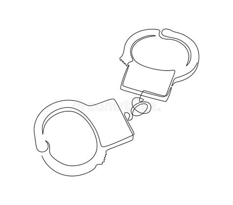 Handcuffs in One Continuous Line Drawing. Symbol of Police Justice and Jail Prison Concept in ...