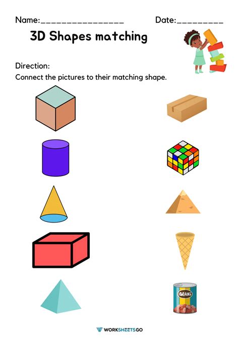 3D Shapes Matching Worksheets | WorksheetsGO