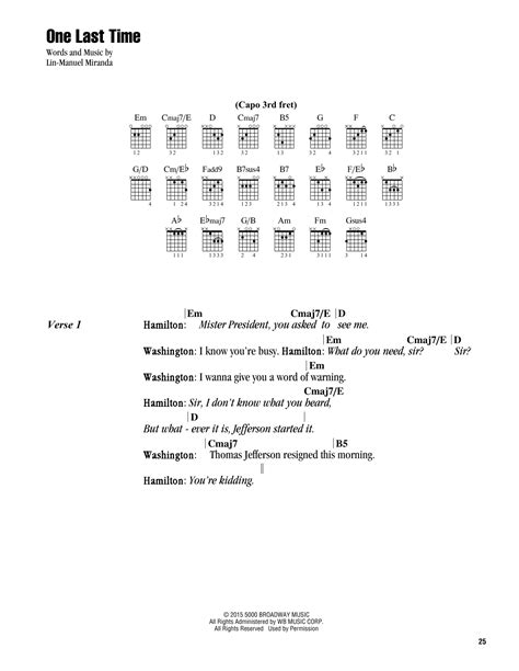 One Last Time (from Hamilton) by Lin-Manuel Miranda Sheet Music for ...
