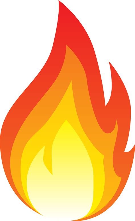 Fire Clip Art - Yellow and Red Flame on Black Background