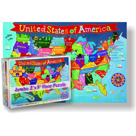 RWPKP04 United States Floor Puzzle for Kids, 24" Height, 36" Length, 48 ...