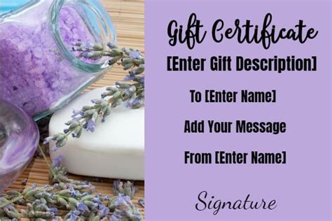 FREE Spa Gift Certificate Template | Edit Online then Download/Print