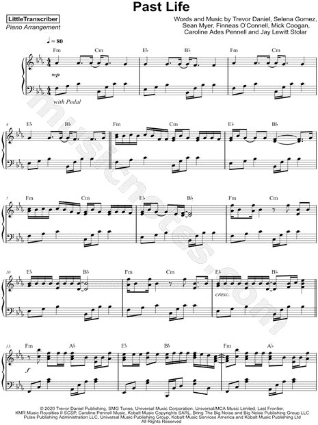 LittleTranscriber "Past Life (Remix)" Sheet Music (Piano Solo) in F Minor - Download & Print ...