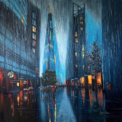 London Painting Cityscape Original Art 32 Cyberpunk Impasto Oil ...