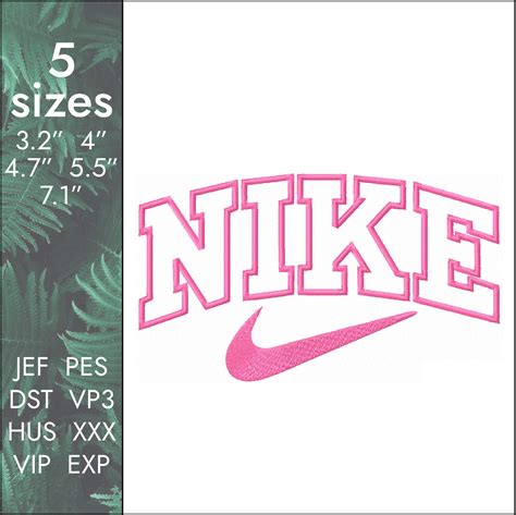 Nike Embroidery Design, vintage classic logo swoosh, 5 sizes | Inspire Uplift