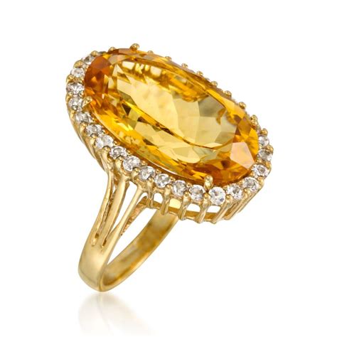 11.90 Carat Citrine and .95 ct. t.w. White Topaz Ring in 14kt Gold Over Sterling Silver | Ross ...