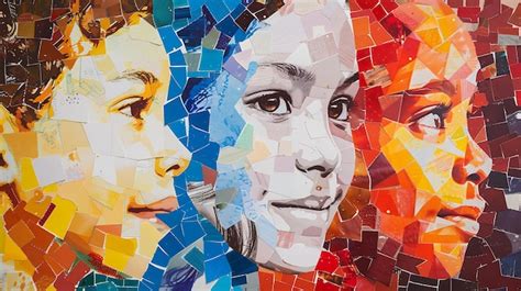 Premium Photo | A mosaic of three womens faces The faces are made up of ...