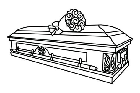 lineart drawing of a casket with flowers on top of it | Back of neck ...