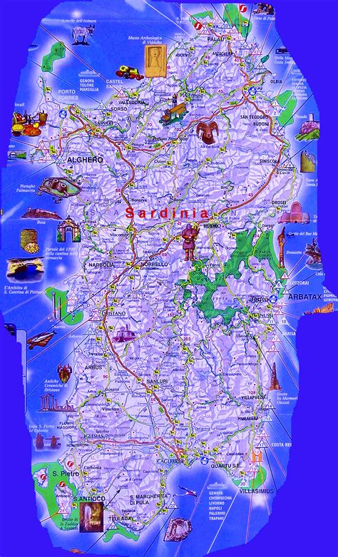 Sardinia Tourist Map - Sardinia • mappery