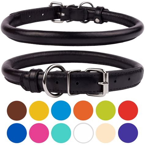 Rolled Leather Dog Collar for Medium Dogs, Black - Walmart.com