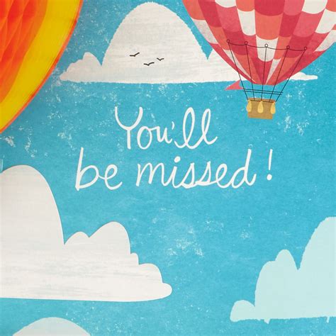 You'll Be Missed Hot Air Balloon Decoration Jumbo Goodbye Card, 16 ...