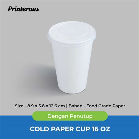 Jual Cold Paper Cup / Gelas Kertas Minuman Dingin 16 oz (480 ml) + Lid ...