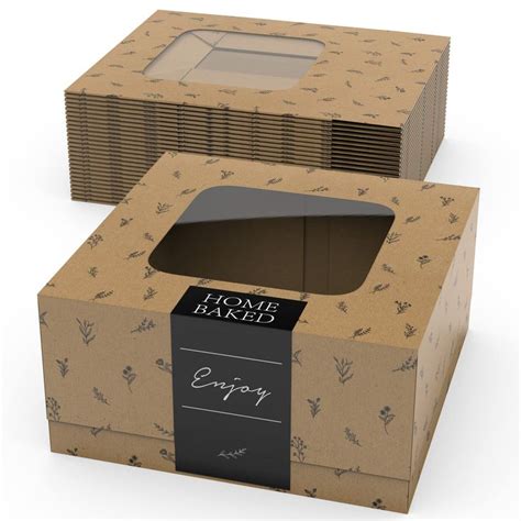 Pop Up Bakery Boxes with Window - 20 Kraft Pastry Boxes - 6 x 6 x 3 ...