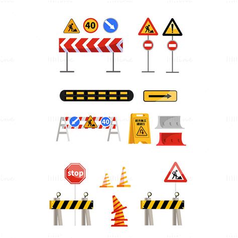 Road construction sign vector