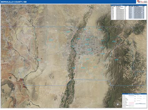 Bernalillo County, NM Wall Map Satellite ZIP Style by MarketMAPS - MapSales