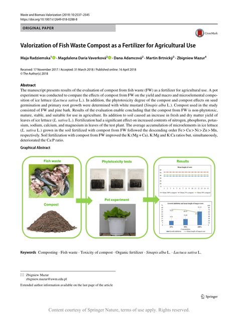 (PDF) Valorization of Fish Waste Compost as a Fertilizer for ...