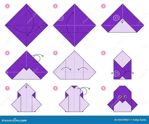 Origami Tutorial. Origami Scheme for Kids. Penguin Stock Vector ...