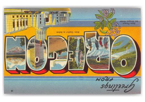 Salem Oregon Greetings Large Letter State Capitol | Vintage Grußkarten 🗺 📷 🎠 | Echte Postkarten ...