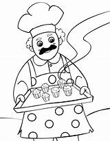 Baker Pages Coloring Printable Profession Face Clipart Kids  sketch template