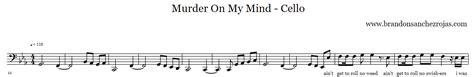 MURDER ON MY MIND - CELLO SHEET MUSIC Sheets