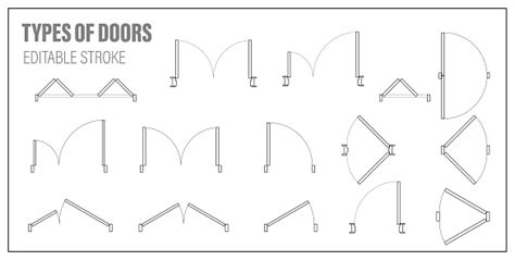 Set Of Doors For Floor Plan Top View Architectural Kit Of Icons For ...