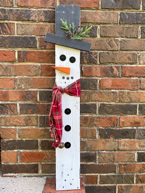 Farmhouse Wooden Snowman Front Porch Christmas Decorations Snowman ...