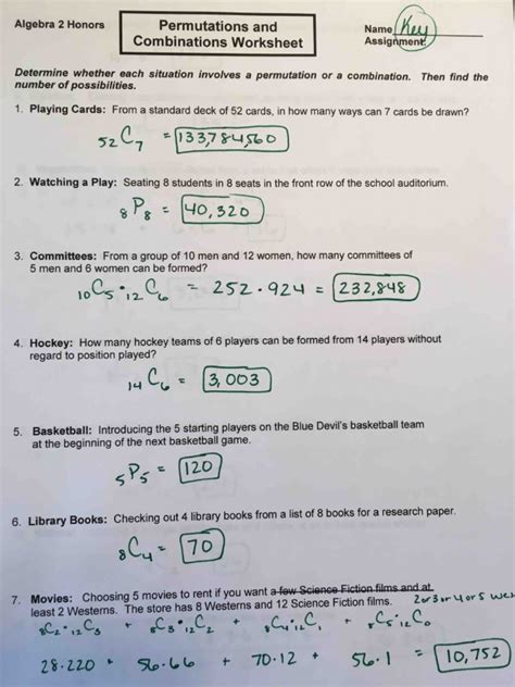 Permutations And Combinations Worksheet Answers – Pro Worksheet