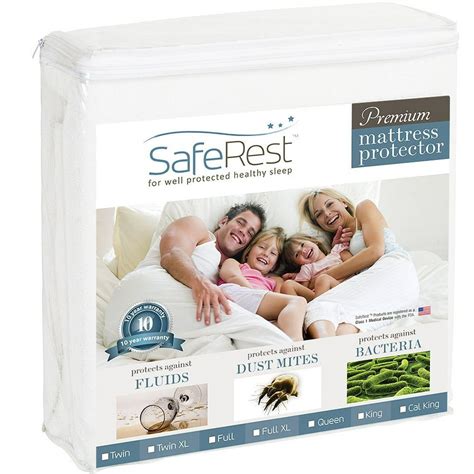 SafeRest Premium Hypoallergenic Waterproof Mattress Protector - Vinyl Free, Multiple Sizes ...