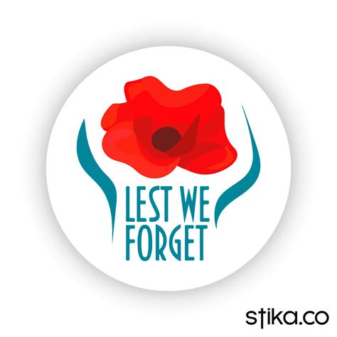 Lest we forget Poppy - 40mm Paper Labels - Pack of 24 - stika.co