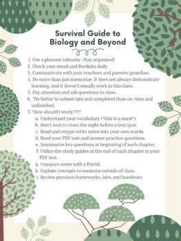 Success Study Tips Guide to Biology Infographic for Students, *EDITABLE*